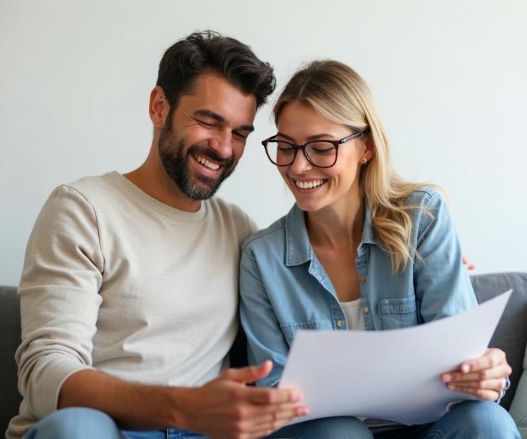 Couple reviewing loan options together