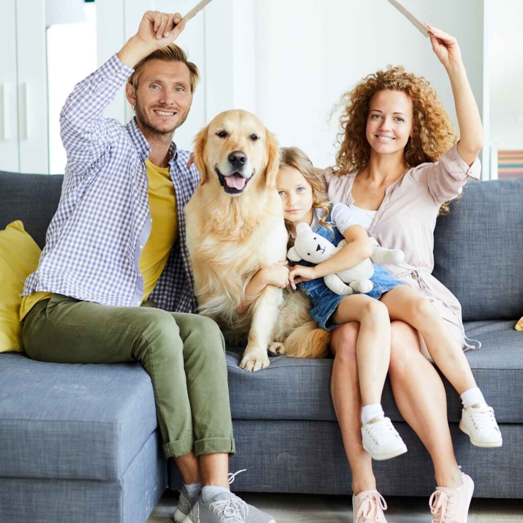 Family at home reviewing loan options